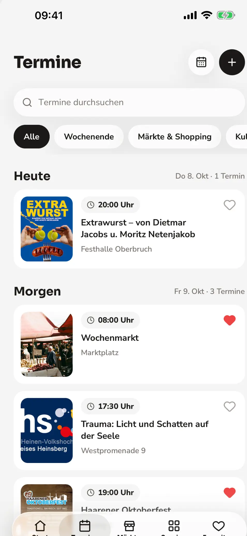 Screens der HeinsApp auf dem Smartphone