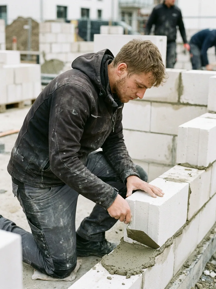 Moderne Handwerker bei der Arbeit, Maurer im Kreis Heinsberg