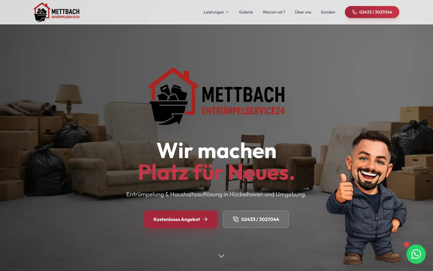 Startseite von Mettbach-Service24 auf Desktop und Smartphone