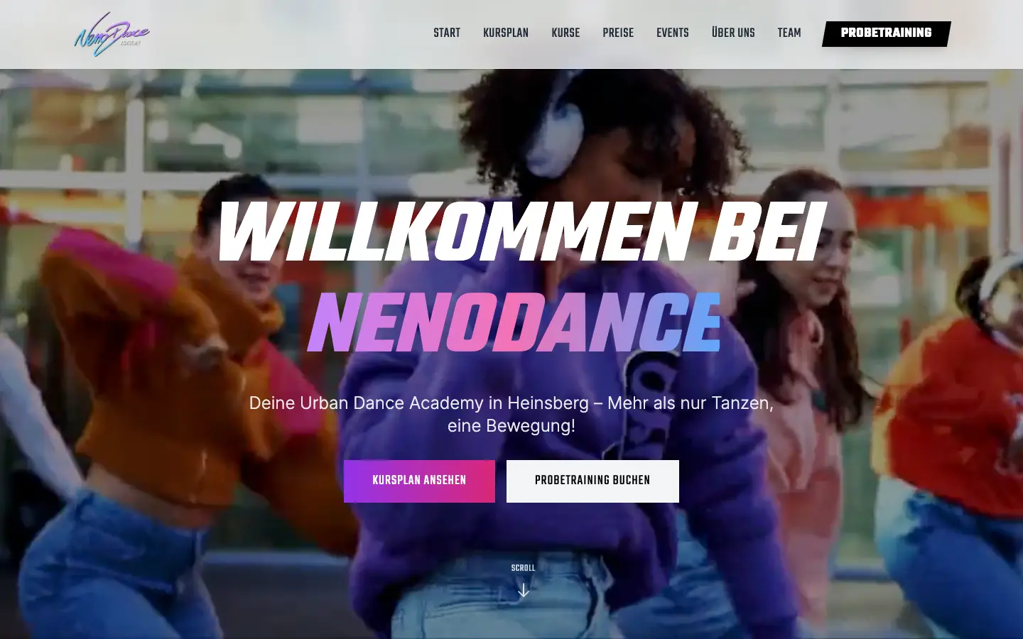 Startseite von NenoDance auf Desktop und Smartphone