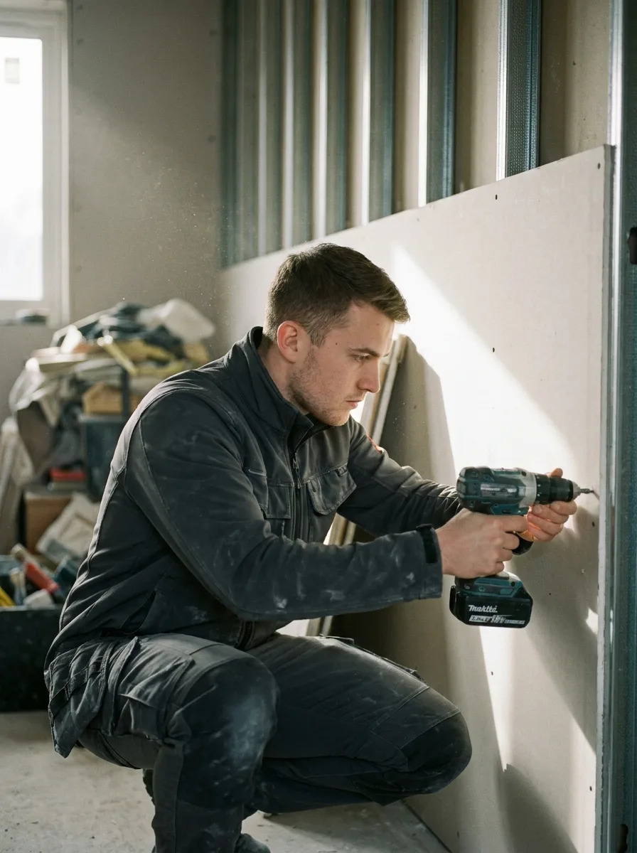 Moderne Handwerker bei der Arbeit, Trockenbauer im Kreis Heinsberg