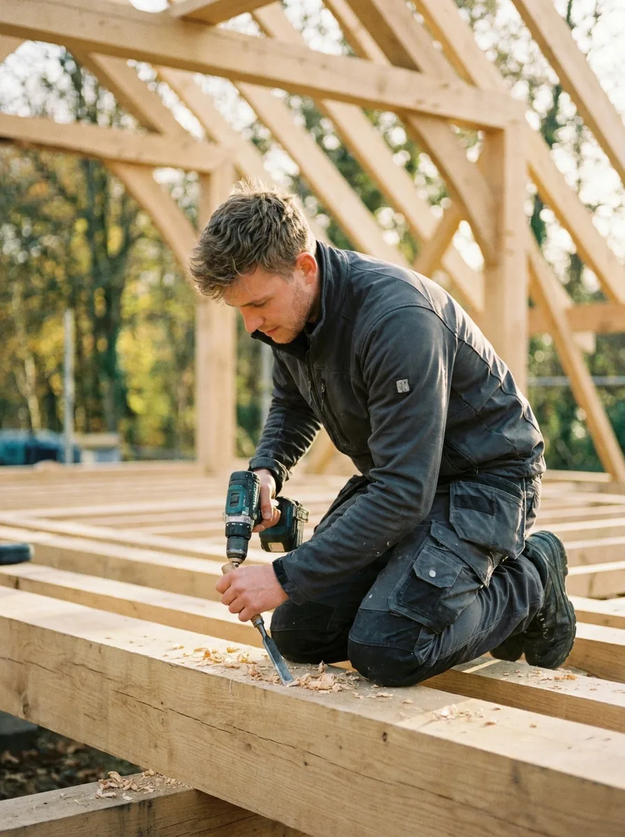 Moderne Handwerker bei der Arbeit, Zimmerer im Kreis Heinsberg